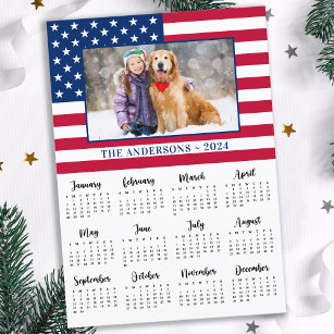 2024 Custom Foto American Flag Patriotic Feiertagskarte