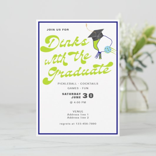 2024 Dinks mit dem Graduate Pickleball Abschluss Einladung (Stehend Vorderseite)