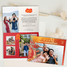 2024 Dragon Chinese New Year Foto Holiday Card Dankeskarte