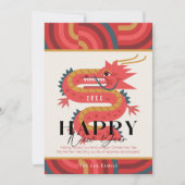 2024 Dragon Red Chinese New Year Holiday Card Einladung (Vorderseite)