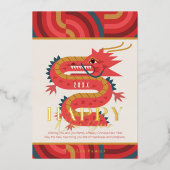 2024 Dragon Red Chinese New Year Holiday Folieneinladung (Vorderseite)