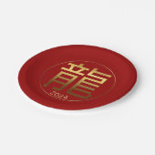 2024 Dragon Year Gold Prägung Papierplatte Pappteller (Schrägansicht)