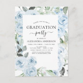 2024 Dusty Blue Abschluss Blumengrün Einladung Postkarte (Vorderseite)