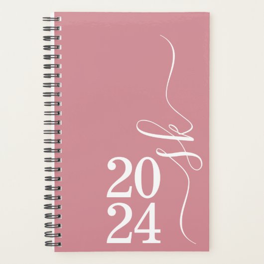 2024 Dusty Pink Monogram Personal Weekly Planner Planer (Vorderseite)