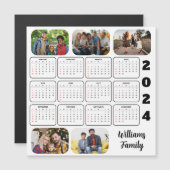 2024 Einfaches, modernes 5-Foto-Familienkalender Magnetkarte (Vorne/Hinten)