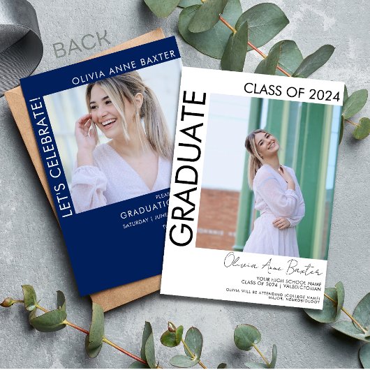 2024 Einladung der Modernen Minimal Foto Graduatio