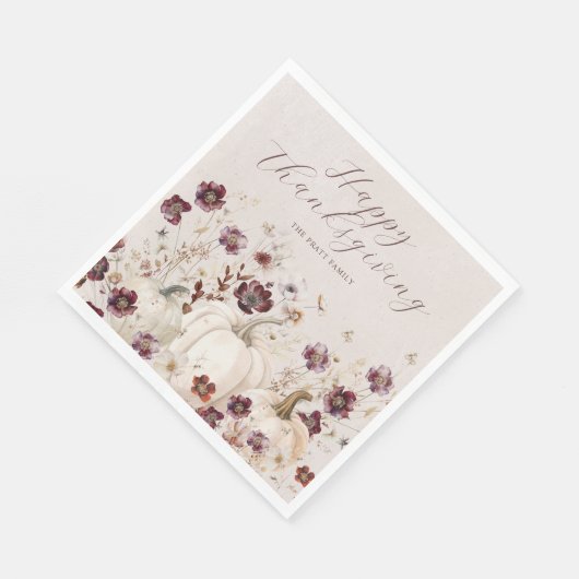 2024 Erntedank Dinner Pumpkin Wildblume Serviette (Ecke)