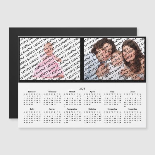 2024-Familie Portrait Custom Magnetic Calendar Magnetkarte (Vorne/Hinten)