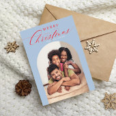 2024 FAMILY FOTO CARD Weihnachtsbogen blau Ankündigung