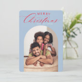 2024 FAMILY FOTO CARD Weihnachtsbogen blau Ankündigung (Stehend Vorderseite)