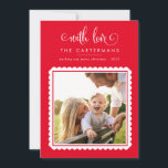 2024 FAMILY PHOTO cute elegant scallop frame red Feiertagskarte<br><div class="desc">by kat massard >>> WWW.SIMPLYSWEETPAPERIE.COM <<<
A cute card design featuring "with love" at the top then your names and message,  and plain colour on the backside,  giving you the opportunity to handwrite a personal message. With scallop framed square shaped photo on the front for your favourite photo!</div>
