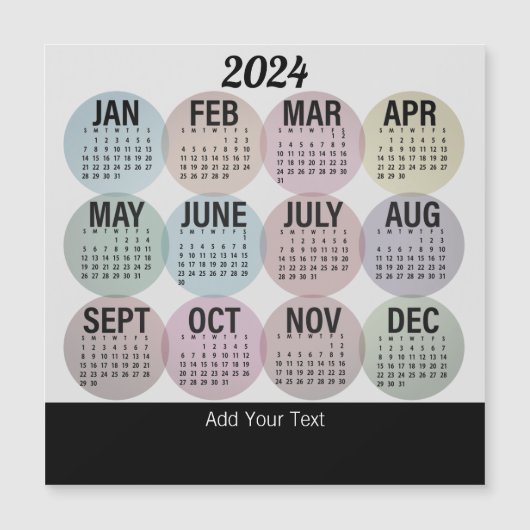 2024 - Farbenfrohe Monatszeitschrift Magnetkarte (Vorderseite)