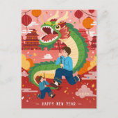2024 Feierliches Glück Neujahrsdrache Postkarte (Vorderseite)