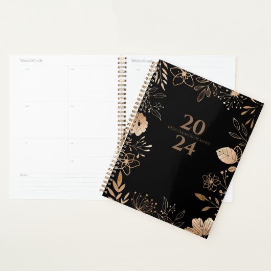 2024 Floral Gold & Black Planner Planer (Anzeige)
