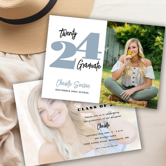 2024 Foto Abschluss Handwriting Typografie Einladung