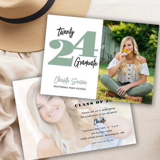 2024 Foto Abschluss Handwriting Typografie Einladung