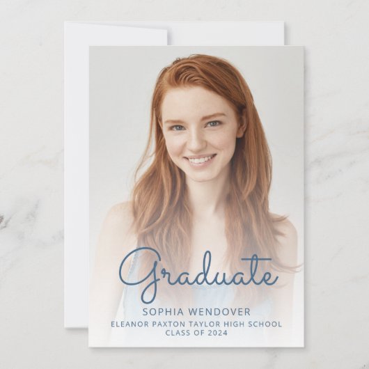 2024 Foto Blue Glitzer Abschluss Ankündigung (Vorderseite)