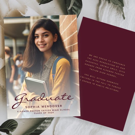 2024 Foto Burgund Gold Abschluss Ankündigung