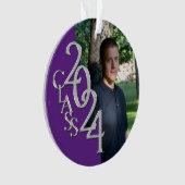 2024 Foto für Lila und Silbernen Abschluss Ornament (Vorderseite)