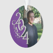 2024 Foto für Lila und Silbernen Abschluss Ornament (Vorderseite)