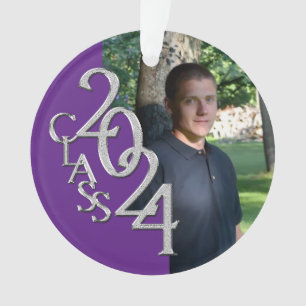 2024 Foto für Lila und Silbernen Abschluss Ornament