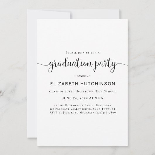 2024 Foto Graduation Party für einfache Skriptüber Einladung (Rückseite)