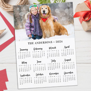 2024 Foto Haustier Welpen Hund 12 Monate Kalender Feiertagskarte