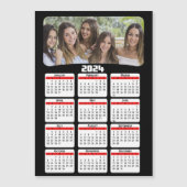 2024 - Foto hinzufügen - Kalender - Rot Magnetkarte (Vorderseite)