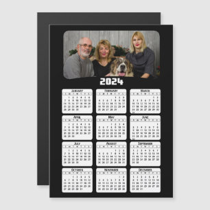 2024 - Foto hinzufügen - Kalender - Schwarz und We Magnetkarte