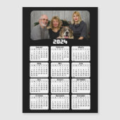 2024 - Foto hinzufügen - Kalender - Schwarz und We Magnetkarte (Vorderseite)