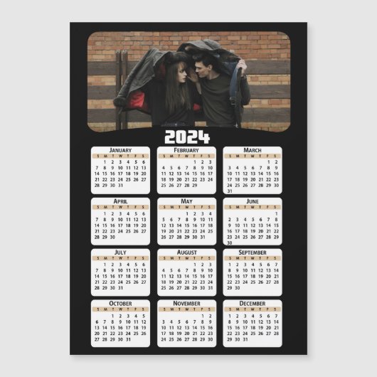 2024 - Foto hinzufügen - Kalender - Tan Magnetkarte (Vorderseite)