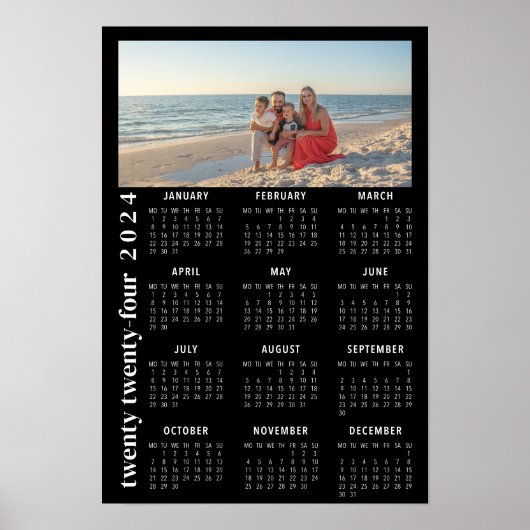2024 Foto Kalender elegant schwarz Poster (Vorne)