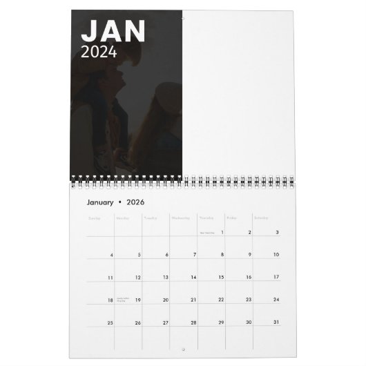 2024 Foto-Kalender für moderne Graufamilien Kalender (Jan 2026)