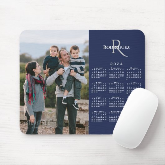 2024 Foto-Monogramm-Name Navy Mousepad (Mit Mouse)