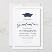 2024 Foto Navy Blue Cap Moderne Graduation Party Einladung (Vorderseite)