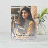 2024 Foto Navy Blue Gold Abschluss Ankündigung (Stehend Vorderseite)