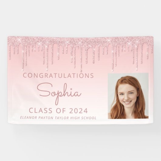 2024 Foto Rosa Glitzer Tropfen Abschluss Banner (Horizontal)