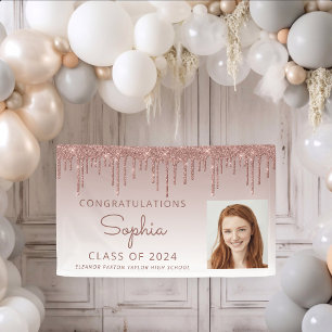 2024 Foto Rose Gold Glitzer Tropfen Abschluss Banner