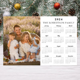2024 Foto- und Familienname 12 Monate Kalender Poster