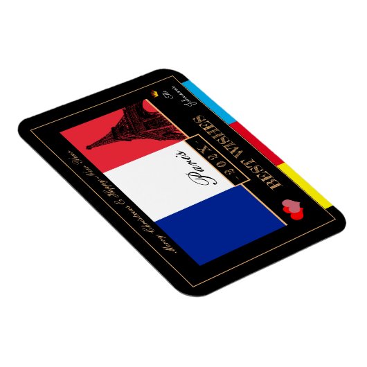 2024 Französisch Flag & Eiffel Happy New Year, Fra Magnet (Rechte Seite)