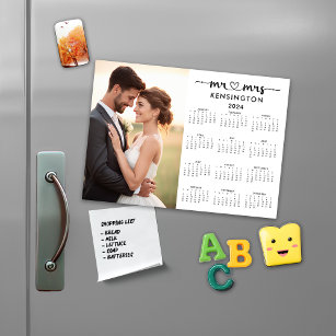 2024 Frau Neuverheiratete Foto Calendar Magnetkarte