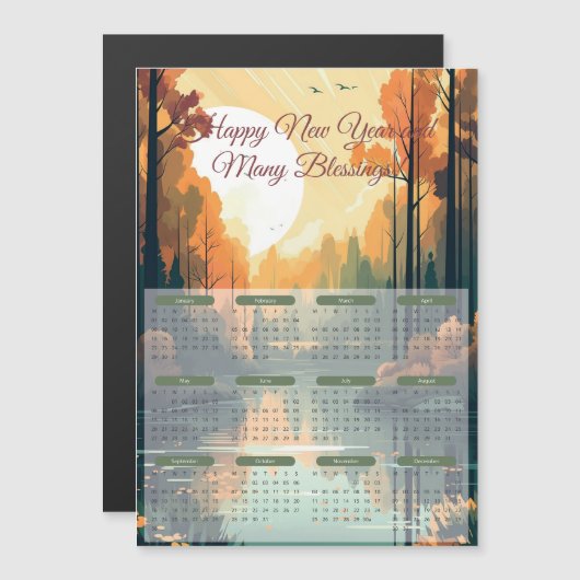 2024 Friedlicher Lak Calendar Magnetkarte (Vorne/Hinten)