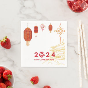 2024 Frohes chinesisches New Year-Party am Montag Serviette