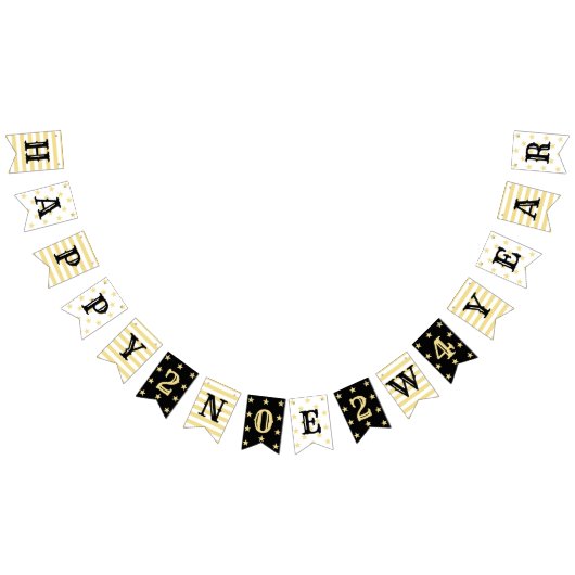 2024 Frohes New Year Party Imitate Gold Stars Stre Wimpelkette (Alle)