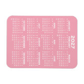 2024 Full Year View Calendar - Basic Pink Minimum Magnet (Horizontal)