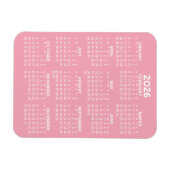 2024 Full Year View Calendar - Basic Pink Minimum Magnet (Horizontal)
