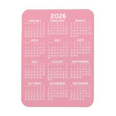 2024 Full Year View Calendar - Basic Pink Minimum Magnet (Vertikal)