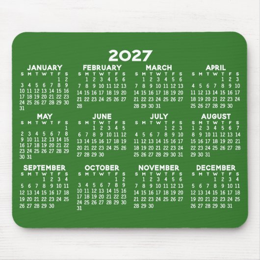 2024 Full Year View Calendar - horizontal - Green Mousepad (Vorne)
