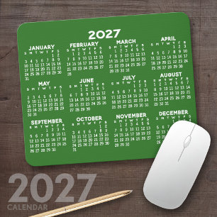 2024 Full Year View Calendar - horizontal - Green Mousepad