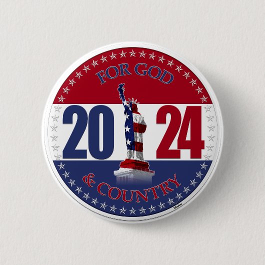 2024 für Gott und die Landesstatue der Freiheit Button (Vorderseite)